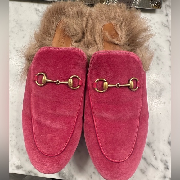 Gucci Shoes - Gucci Princetown Pink Velvet Mules